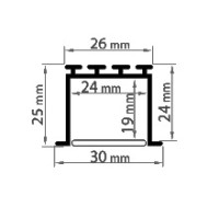 Aluminum profile, anodised, ideal for LED strips, 1 meter