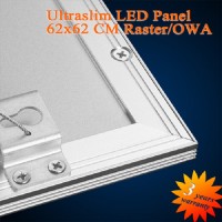 LED Panel Ultraflach Eckig, Einbau, Aufbau und Rasterdecke / 620x620mm 40W 3700 Lumen, 4800-5200 Tagesweiß, Gehäuse in Silber, Dimmbar mit einem Phasenabschnittsdimmer