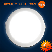 LED Panel Ultraflach Rund zum Einbauen, Maße: 121mm(AUS) 102mm(LOCH, 9W, 560Lumen, 5800-6000K Weiß, Gehäuse in Silber aus Aluminium, Dimmbar: ja (Phasenabschnitt)/ 1-10V (Optional)/ Dali (Optional)