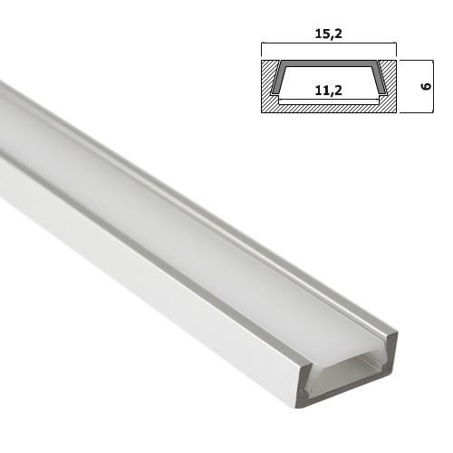 Aluminium Profil 002, KLUS MICRO B1888ANODA, ideal für LED Streifen, 1 Meter