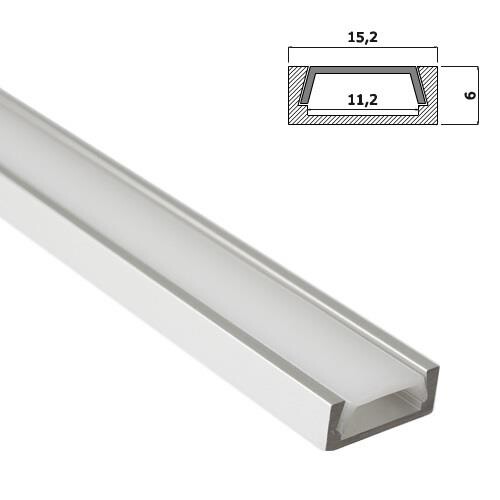 Aluminum profile, anodised, ideal for LED strips, 1 meter