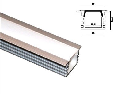 Profil&eacute; en aluminium, anodis&eacute;, id&eacute;al pour les bandes de LED, 1 m&egrave;tre