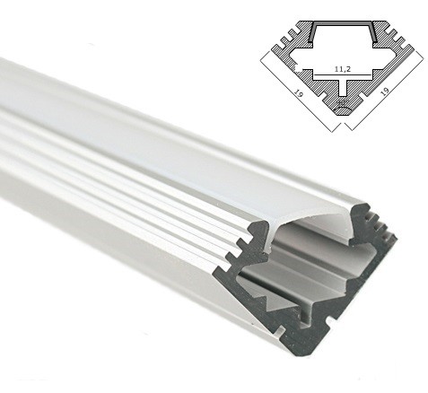 Aluminium Profil 005, KLUS 45 B4023ANODA, Winkelleuchte, eloxiert, ideal für LED Streifen, 2 Meter
