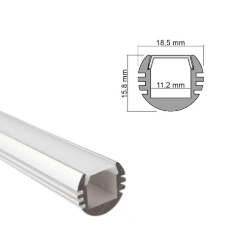 Profil&eacute; en aluminium, anodis&eacute;, id&eacute;al pour les bandes de LED, 2 m&egrave;tre