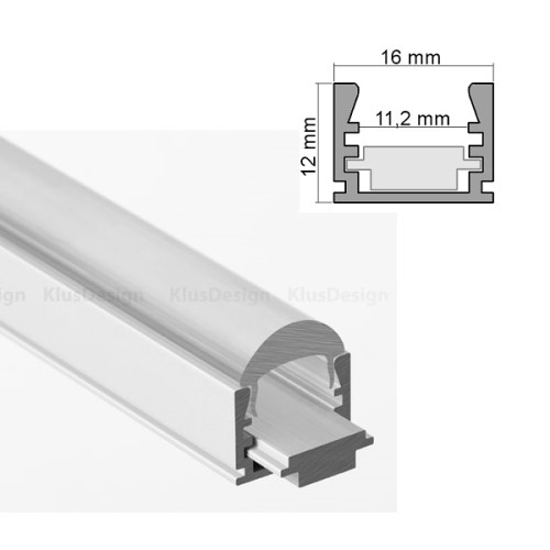 Aluminium Profil 008, KLUS REGULOR ZWK B468-43ANODA, eloxiert, ideal für LED Streifen, 2 Meter