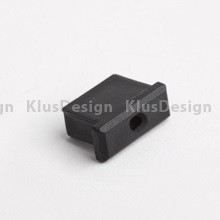 Profilblende für Aluminium Profil 002, KLUS MICRO Endkappe mit Kabelausgang 24083, Schwarz