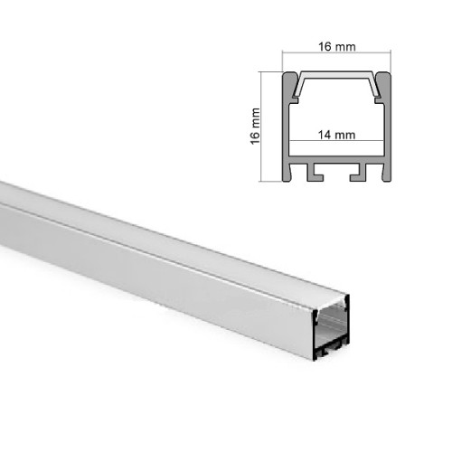 Aluminium Profil 009, KLUS PDS-ZM B7696ANODA, eloxiert, ideal für LED Streifen, 1 Meter