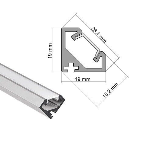 Aluminium Profil 011, KLUS GLAD-45 B7009ANODA, Winkelleuchte, eloxiert, ideal f&uuml;r LED Streifen, 2 Meter