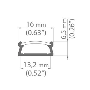 Aluminium Profil 015, KLUS TAMI B5390ANODA, eloxiert, ideal f&uuml;r LED Streifen, 2 Meter