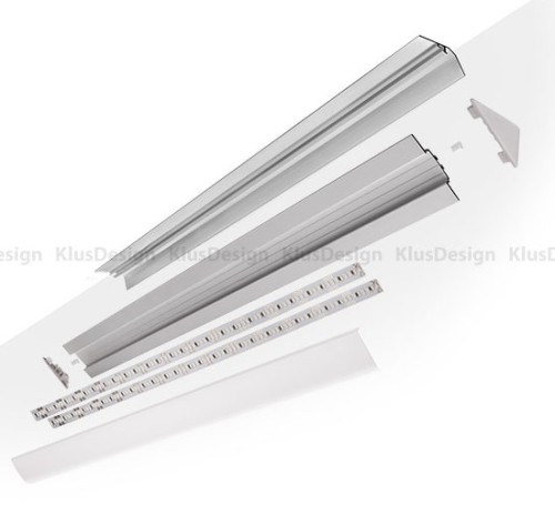 Aluminium Profil 018, KLUS LOC-30 18015ANODA, Winkelleuchte, eloxiert, ideal für LED Streifen, 2 Meter