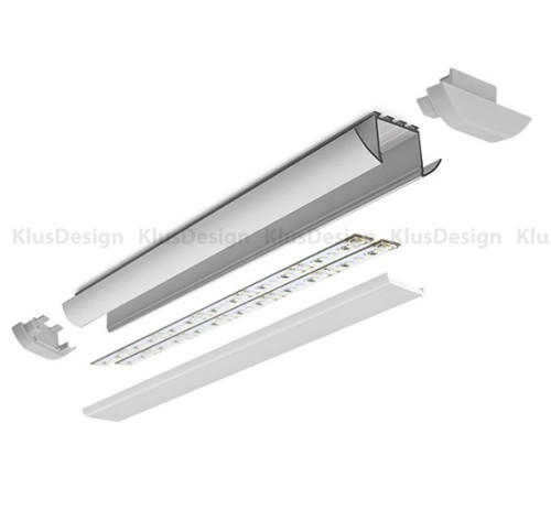 Aluminium Profil 026, KLUS LESTO B5551ANODA, eloxiert, ideal f&uuml;r LED Streifen, 1 Meter