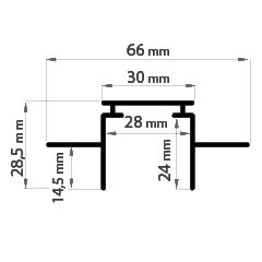 Montageprofil / Montageleiste f&uuml;r Aluminium Profile 028, 029, 040 KLUS TEKNIK-V1 B5555V1NA, 2m