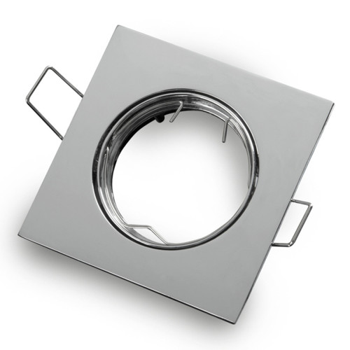 Mounting frame / mounting ring downlight, square, cast steel, chrome, GU10 MR16 GU5.3, ideal for LED, 242960