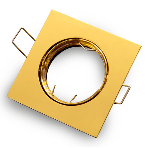 Mounting frame / mounting ring downlight, square, cast steel, gold, GU10 MR16 GU5.3, ideal for LED, 242939