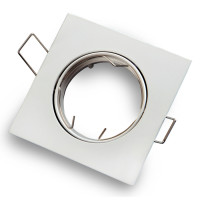 Mounting frame / mounting ring downlight, square, cast steel, matt white, GU10 MR16 GU5.3, ideal for LED, 242977