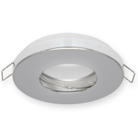 Mounting frame / ceiling mounting ring, downlight, waterproof IP65, round, steel sheet, chrome, GU10 MR16 GU5.3, ideal for LED, 245459