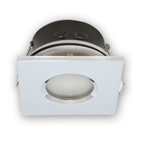 Mounting frame / ceiling mounting ring, downlight, waterproof IP65, square, aluminum, chrome, GU10 MR16 GU5.3, ideal for LED, 245381