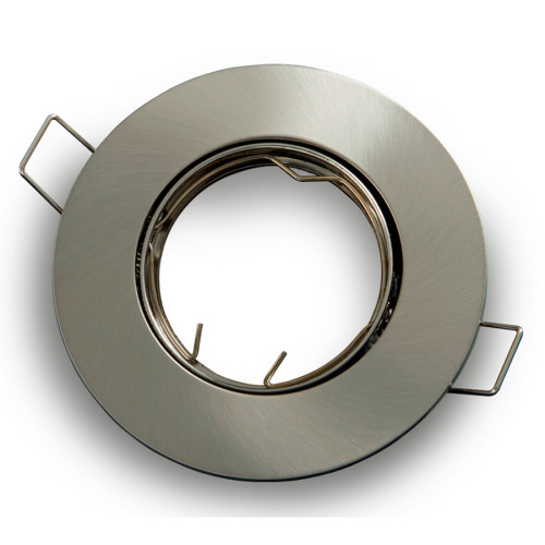 Mounting frame / mounting ring downlight, round, cast steel, satin, GU10 MR16 GU5.3, ideal for LED, 242885