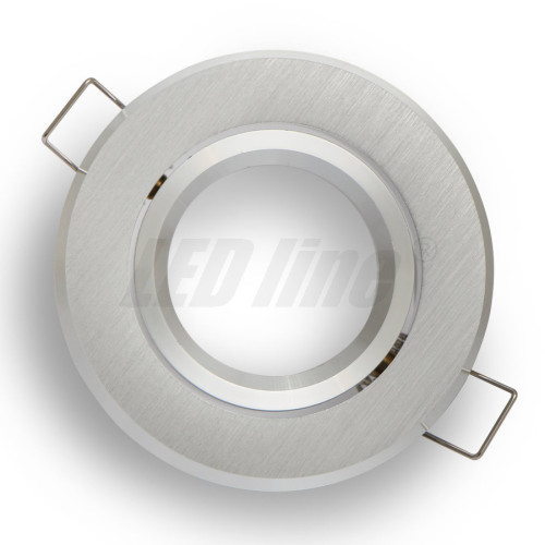 Mounting frame / mounting ring downlight, round, aluminum, silver brushed, GU10 MR16 GU5.3, ideal for LED, 244810