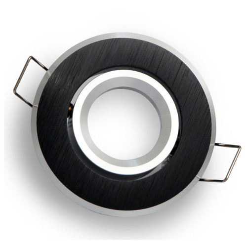 Telaio di montaggio / anello di montaggio a soffitto, tondo, orientabile, alluminio, nero spazzolato, GU10 MR11 GU4 (&Oslash; 35mm), 244872