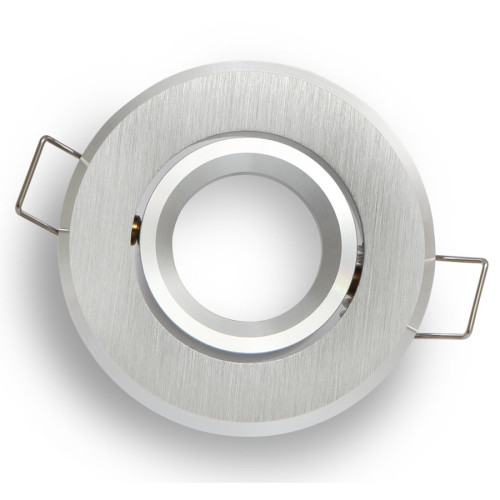 Mounting frame / ceiling mounting ring, downlight, round, aluminium, silver brushed, GU10 MR11 GU4 (Ø 35mm bulb), ideal for LED, 244919