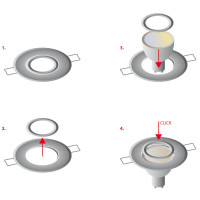 Montageframe / plafondmontage ring, zwenkbare, Downlight,  ronde, aluminium, geborsteld zilver, GU10 MR11 GU4 (Ø 35mm Lamp diameter), 244919