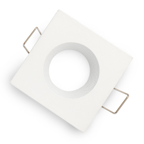 Mounting frame / ceiling mounting ring, downlight, square, cast steel, white matt, GU10 MR11 GU4 (Ø 35mm bulb), ideal for LED, 245152