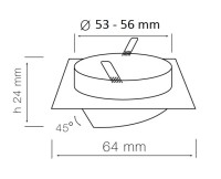 Cadre de montage / plafond bague de montage, Downlight, carré, pivotant, acier coulé, satin, GU10 MR11 GU4 (Le diamètre de la lampe Ø 35mm), 243066