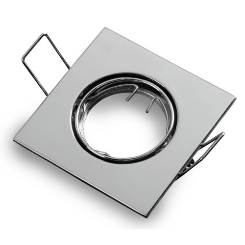 Montageframe / plafondmontage ring, Downlight, vierkant, zwenkbare, gietstaal, chromium, GU10 MR11 GU4 (Lamp diameter &Oslash;35mm), 243080