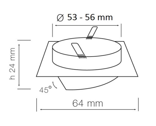 Montageframe / plafondmontage ring, Downlight, vierkant, zwenkbare, gietstaal, wit mat, GU10 MR11 GU4 (Lamp diameter &Oslash;35mm), 245107