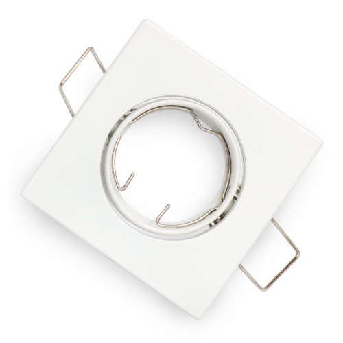 Mounting frame / ceiling mounting ring, downlight, square, swivelling, cast steel, white matt, GU10 MR11 GU4 (Ø 35mm bulb), ideal for LED, 245107