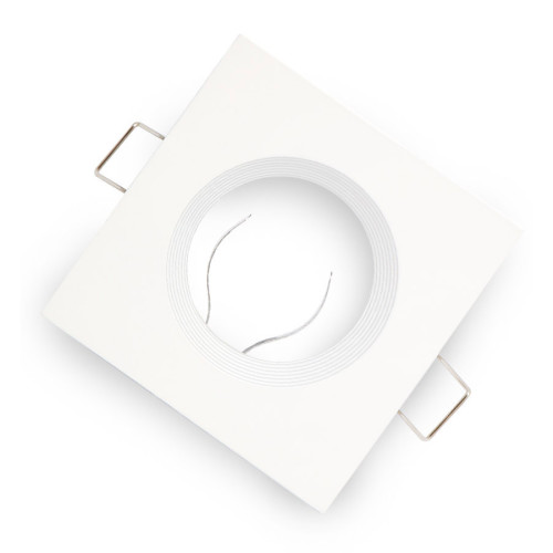 Mounting frame / mounting ring downlight, square, cast steel, matt white, GU10 MR16 GU5.3, ideal for LED, 244827