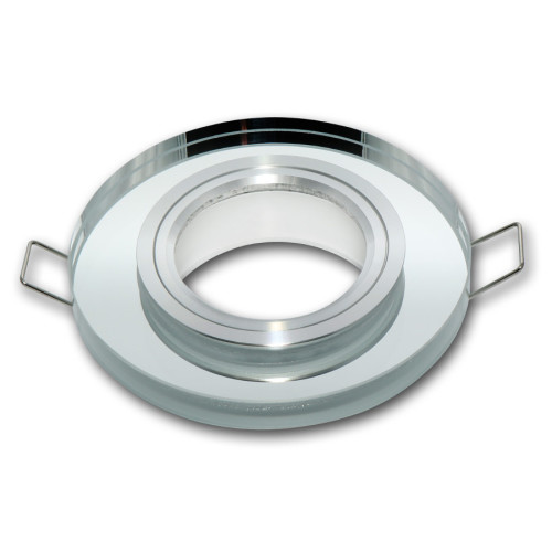 Mounting frame / ceiling mounting ring, downlight, round, glass - aluminum, silver, GU10 MR16 GU5.3, ideal for LED, 246364