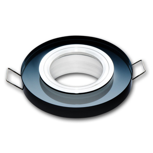 Mounting frame / ceiling mounting ring, downlight, round, glass - aluminum, black, GU10 MR16 GU5.3, ideal for LED, 246371