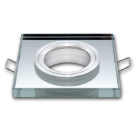Mounting frame / ceiling mounting ring, downlight, square, glass - aluminum, silver, GU10 MR16 GU5.3, ideal for LED, 246388