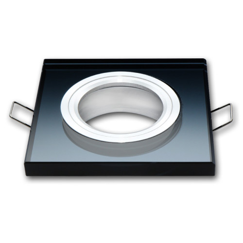 Montageframe / plafondmontage ring, Downlight, vierkant, glas - aluminium, zwart, GU10 MR16 GU 5,3, 246395