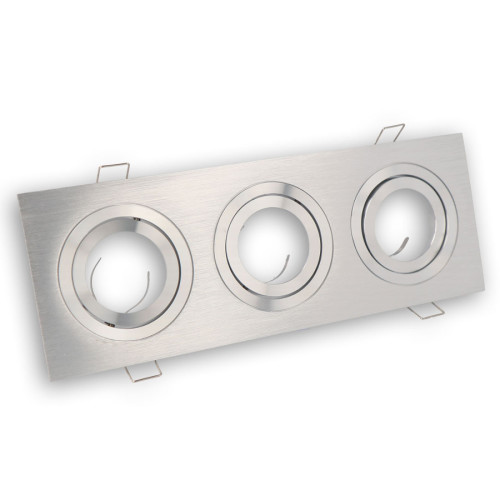 Montageframe / plafondmontage ring, Downlight, vierkant, aluminium, geborsteld zilver, 3x GU10 MR16 GU 5,3, 242424