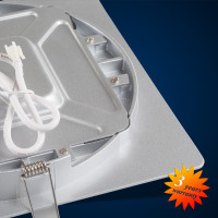 LED Panel Ultraflach Eckig zum Einbauen 223x223mm, 21W, 1501 Lumen, Gehäuse in Weiß, 5800-6000K