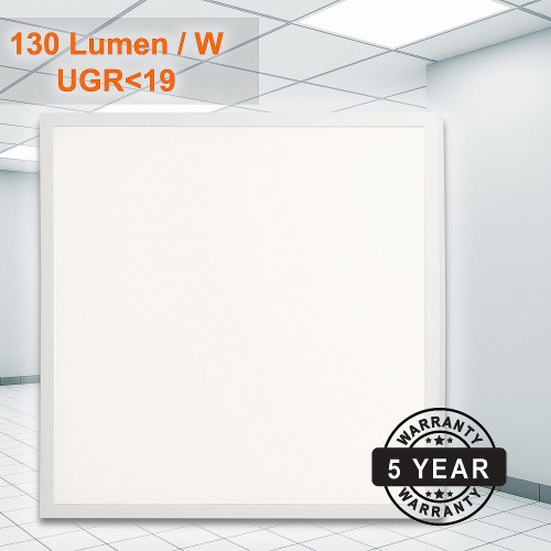 LED Ultraslim Panel Ultraflach Eckig, Einbau, Aufbau und Rasterdecke /  620x620mm, 38W, 4980 Lumen, Gehäuse in weiß, 4800-5200K