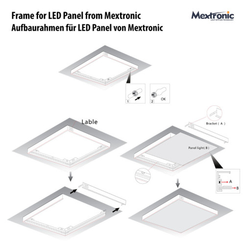 Deckenaufbau Rahmen S10123 für LED PANEL 1195x295 mm bis zu 10,5 mm dicke