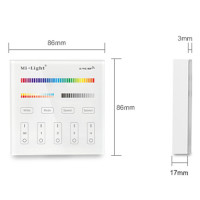 Mi-Light /  4-Zone RGB+CCT Smart Panel Remote Controller / Wireless Control / suitable for: monochrome, RGB, CCT,  RGB+W-WW, RGB+CCT / wall remote controller / B4