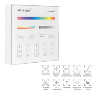 Mi-Light /  4-Zone RGB+CCT Smart Panel Remote Controller / Wireless Control / suitable for: monochrome, RGB, CCT,  RGB+W-WW, RGB+CCT / wall remote controller / B4