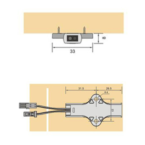 Hand Shaking sensor switch, Surface mounting / Bewegungssensor Schalter / Handsensor / Licht Schalter, 1x = Licht an /  2x = Licht aus / 20W, DC12V, 1500mm Kabell&auml;nge / Aufbau 