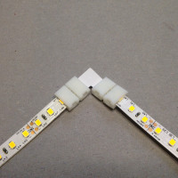 Single Color Connector / Solderless Connectors / Connector for Single Color LED Strips / 2 poles , 8mm / L connection