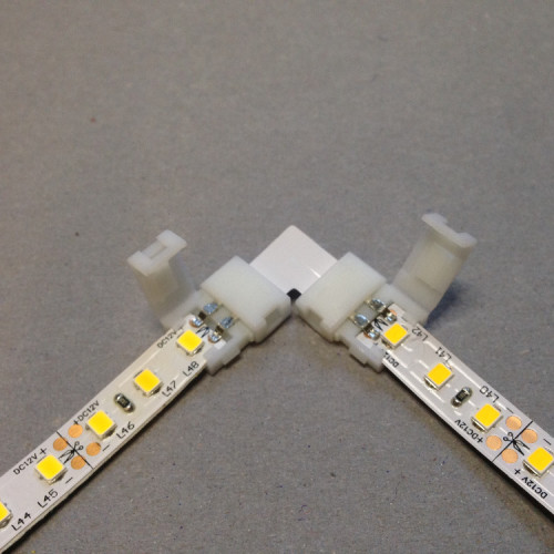 L-Connector für einfarbige LED Strips, Single Color Connector, Connector für 5050 LED Strips  / Lötfreie Steckverbinder / 2 Polig, 10mm / L-Verbindung 