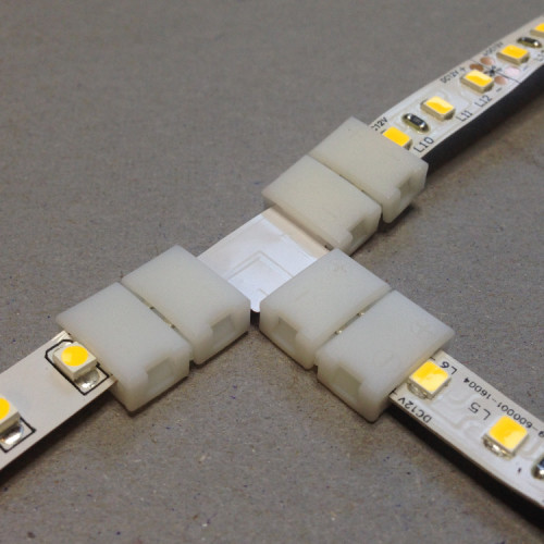 T-Connector f&uuml;r einfarbige LED Strips, Single Color Connector, Connector f&uuml;r 3528 LED Strips / L&ouml;tfreie Steckverbinder / 2 Polig,  8mm / T-Verbindung 