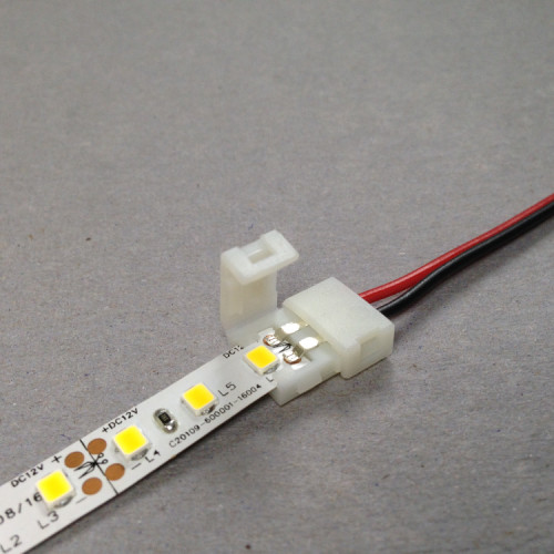 Connector f&uuml;r einfarbige Strips / Connector f&uuml;r 5050 LED Strips mit bis zu 60 LEDs/ Meter / L&ouml;tfreie Steckverbinder / 2 Polig, f&uuml;r 10mm breite Sstrips / Verbindung mit 15cm Kabel / Einspeisungskabel 