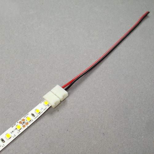 Connector f&uuml;r einfarbige Strips / Connector f&uuml;r 5050 LED Strips mit bis zu 60 LEDs/ Meter / L&ouml;tfreie Steckverbinder / 2 Polig, f&uuml;r 10mm breite Sstrips / Verbindung mit 15cm Kabel / Einspeisungskabel 