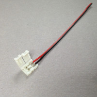 Single Color Connector / Connector for 5050 LED Strips with 60 LEDs/ meter / Solderless connectors / 2 poles /for 10mm wide strips / Connection with 15cm cable / power cables