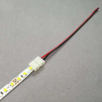 Single Color Connector / Connector for 5050 LED Strips with 60 LEDs/ meter / Solderless connectors / 2 poles /for 10mm wide strips / Connection with 15cm cable / power cables